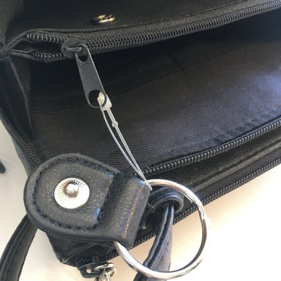 VINTAGE Black Leather Cross Body Purse - Picture 7 of 14